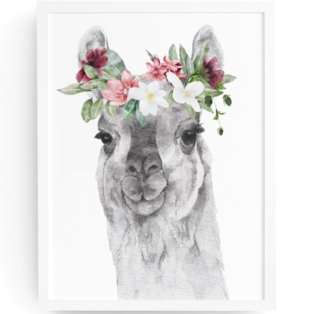 Wall Art Watercolor Llama Poster Print UNFRAMED - Picture 1 of 1